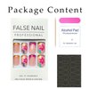 French Tip Press on Nails Short Square Fake Nails Nude Pink False with Flower Designs Acrylic Artificial Nails Full Cover Glue on Nails Stick on Nails for Women Girls