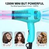 Portable Travel Hair Dryer, Mini Lightweight Dual Voltage Blow Dryer 1200W with Folding Handle, with One Concentrator (Blue)