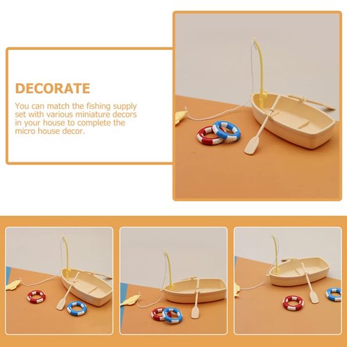 Ciieeo 1 Set of Miniature Boat Figure Plastic Fishing Boat Swimming Ring Chinese Style Boat Model Ocean Beach Fairy Garden Micro Landscape Dollhouse Ornament