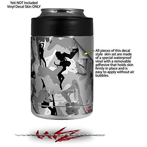 Sexy Girl Silhouette Camo Gray - Decal Style Skin Wrap fits Yeti Rambler Colster and RTIC Can (Cooler NOT Included)