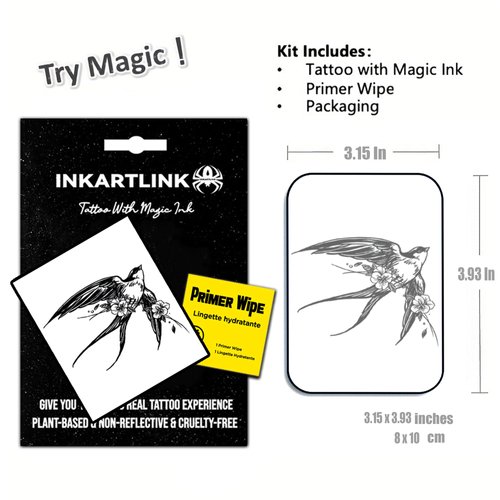 INKARTLINK Temporary Tattoos, Semi Permanent Tattoos Adult Art Designs Waterproof Temporary Tattoos Party Favors Tattoo Stickers Realistic, No Adhesive, Lasts 1-2 Weeks (Little swallow)