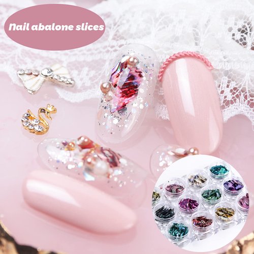 Irregular Abalone Seashell Slices, 12 Color 3D Nail Art Shell Piece Nail Patch Mermaid Flakes Nail Art Decoration Sequins Decals
