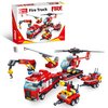 Block Builder Fire Truck Building Block Set (646 Pieces). Fire Rescue Truck Includes Five Different attachments and a Rescue Helicopter. Fire Truck Building Blocks for Kids and Adults.
