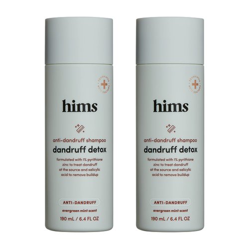 Hims Dandruff Detox Shampoo - Dermatologist Formulated for Dry, Oily, Itchy, Flaky Scalp Shampoo with 1% Zinc Pyrithione, Argan & Avocado Oil - 2 x 6.4 fl oz