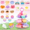 Tea Party Set for Toddles 3-5,53PCS Musical Kids Tea Set for Little Girls with Dessert,Cookies,Doughnut,Cake,Cake Stand,Tablecloth & Carrying Case,Kitchen Pretend Play Toys for Girls Boys Age 3-6