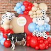 Farm Animal Theme Balloon Garland Arch Kit Red Blue White Latex Balloons Garland with Cow Print Balloons for Kid Barn Yard Farmhouse Country Western Cowboy Birthday Party Supplies Decoration