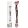 KINGMAS Foundation Makeup Brush, Double-ended Angled/Round Top Contour Brush for Beauty Blending Liquid Powder, Concealer Cream Cosmetics Blush Makeup Brush (Brown)