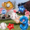 HADCKJA Baseball Balloons Baseball Birthday Party Supplies with 3rd Balloon Baseball Glove Balloon Red Blue Star Red Blue Confetti Balloon for Boy Shower Decorations Birthday Party Decorations 9Pcs