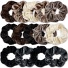 Bememo 28 Pieces Velvet Scrunchies Hair Ties Elastics Scrunchy Bobbles Soft Hair Bands Ponytail Holder Hair Accessories Cute Colors Elastic Hair Bands Party Favors for Women(Neutral)