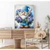 Flowers gnome Paint by Number for Adults Beginner,Hydrangea Paint by Numbers on Canvas,Blue gnome Paint by Numbers Kits with Brushes Pigment Suitable for Home Wall Decoration Without Frame 16x20 Inch