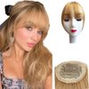 Bangs Hair Clip in Bangs 100% Real Human Hair Extensions Wispy Bangs Clip on Air Bangs for Women Hairpieces Curved Bangs for Daily Wear (Wispy Bangs, A-Ash Blonde)