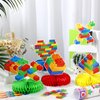 Faccito 33 Pcs Building Block Birthday Party Supplies Building Block Themed Honeycomb Centerpieces Decorations Brick Table Gifts for School Valentine's Day Holiday Party Reward Gifts Decor