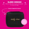Miamica Zippered “Daily Dose” Pill Case with 8-Day Removable Plastic Medicine Organizer, Black, 3.5” L x 2.75” W x 1.25” H – Keep Your Vitamins and Pills Organized – Compact and Sleek Pill Box