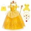 Aukidwld Princess Costume for Girls Kids Dress Halloween Cosplay Party Outfit Toddler Princess Dress Up 4-5Years