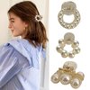 3 Pcs Pearl Hair Claw Clips for Women Small Pearl Hair Clips Nonslip Strong High Ponytail Holder Fashion Thick Thin Hair Jaw Clips Horsetail Clamps Hair Accessories for Daily Use Birthday