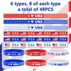 Lesnala 48 Pcs 4th of July Patriotic silicone wristband Independence day party supplies American flag red white and blue bracelets for Party Holiday Decorations Accessories Gift Patriotic party favors
