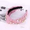 jascaela Women’s Pearl Knotted Rhinestones Headband Vintage Face Wash Headband Jewelry Going Out Non-slip Headband Pink Pearl
