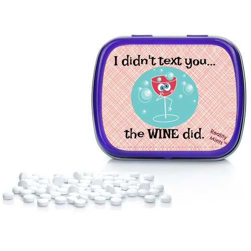 I Didn’t Text You The Wine Did Mints – Weird Gift for Friends Easter Basket for Adults Stocking Stuffers Best Friend Gag Gifts Wine Text Chocolate Breath Mints Cell Phone Wine Gifts Drunk Texting Vino