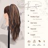 FESHFEN Ponytail Extensions, Long Claw Clip in Ponytail Hairpiece Synthetic Pony Tails Hair Piece Natural Wavy Hairpieces for Women, 20 inch Black & Caramel Brown