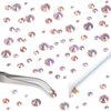 LPBeads 6400 Pieces Champagne AB Hotfix Rhinestones Flat Back 5 Mixed Sizes Crystal Round Glass Gems with Tweezers and Picking Rhinestones Pen