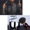 NARAMAX 2 in 1 Shave Cup with Stand Holder Set Shaving Bowl with Stainless Steel Shaving Stand Brush Holder Set Razor Brush Bowl Grooming Tool for Men Beard Cleaning