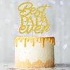 Gold Glitter Best Papa Ever Cake Topper, Happy Birthday Dad Cake Decoration for Father's Birthday, Happy Father's Day Party Supplies