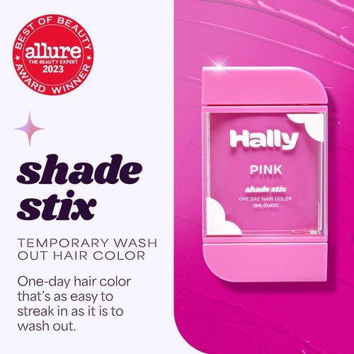 Hally Hair Temporary Hair Color, Shade Stix (Pink) - 12 ml Washable Hair Chalk for Kids, Teens & Adults - One Day Pop of Color for Festivals, Sporting Events & Parties, All Hair Types