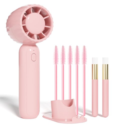 Buqikma Handheld Lash Fan Mini Portable 3 Speeds Eyelash Fan USB Rechargeable Mini Fan with Makeup Brushes and Mascara Brushes Lash Fan Dryer for Eyelash Extensions Best Gift for Women Girls