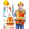 Cosmic Chameleon Kids Construction Toys- 13Pcs Pretend Play Toys Set with Kids Construction Hat, Vest & More- Kids Tool Set for Boys & Girls- Halloween Kids Construction Worker Costume, Birthday Gift