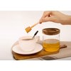 Honey Jar Pot Glass Holder Dispenser Set with Wooden Dipper Stick and Acacia Lid Cover for Home Kitchen, Clear, Modern Honey Syrup Glass Container for Storage Gift, Honey Pot and Drizzler (9 Oz)