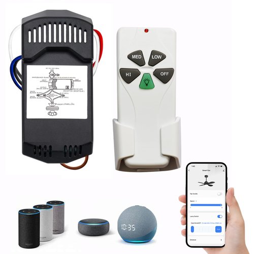 Universal Smart WiFi Ceiling Fan Remote Control Kit, Compatible with Alexa, Google Assistant and Smart Life App, No Hub Required 53T KIT WiFi DIMMER