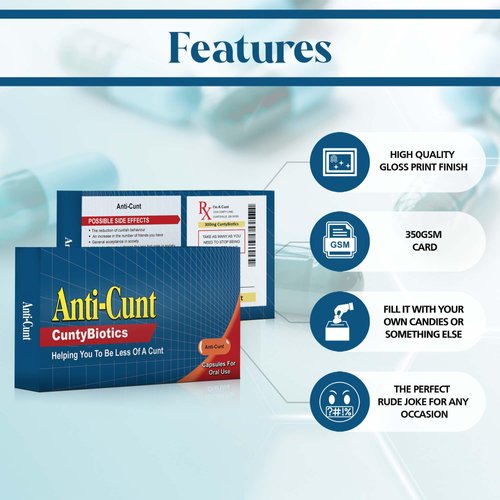 Gag Gifts for Men Funny Gifts Prank Pill Box Gifts for Men Christmas Gifts Funny - Prank Gift Birthday Gift for Dad Brother Friend Presents for Men Empty Prank Gift Box Fill It with Candy (Anti-C*nt)