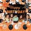 62pcs Orange Birthday Decorations Orange Black Happy Birthday Banner Balloons Arch Kit Star Foil Balloons Orange Birthday Backdrop Tablecloth Halloween Birthday Party Decoration Supplies for Women Men
