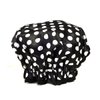 Wrapables Trendy Satin Shower Cap, Black and White Dots
