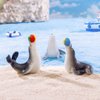 Pinenjoy 8Pcs Realistic Miniature Sea Lion Figurines Mini Resin Sea-Lion Figures Cute Ocean Animal Cake Toppers for DIY Fairy Garden Moss Landscape Aquarium Birthday Easter Crafts