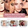 Sakura Facial Skincare Set - Skin Care Set for Women - Beauty & Personal Care - Facial Skin Care Products with Cleanser,Toner,Lip Mask,Essence Cream - Hydrate,Soften,Smooth,Nourish,Moisturize