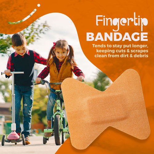 Flexible Fabric Finger Bandages - 100 Count Box of Flex Fabric Adhesive Bandages Finger-Tip Bandages for Finger Care and to Protect Wounds