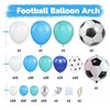 Soccer Balloon Arch Kit, Football Balloon Arch Kit with 4D Football Foil Balloons Royal Blue White Metallic Silver Latex Balloons for Baby Shower Birthday Soccer Football Party Decorations