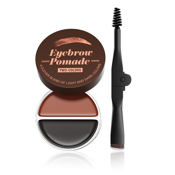 Dual Color Eyebrow Pomade with Styling Gel,Long Lasting Waterproof Eyebrow Kit Makeup,Create Natural Brow Makeup (Light Brown + Black)