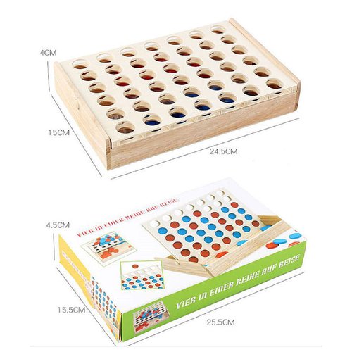 4 in a Row Wooden Board Game Foldable Line Up 4 Classic Family Toy Educational Toy for Kids and Family