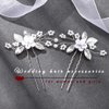 Heread Flower Bride Wedding Hair Pins Crystal Bridal Head Piece Pearl Hair Accessories for Women and Girls (Pack of 2) (B Silver)