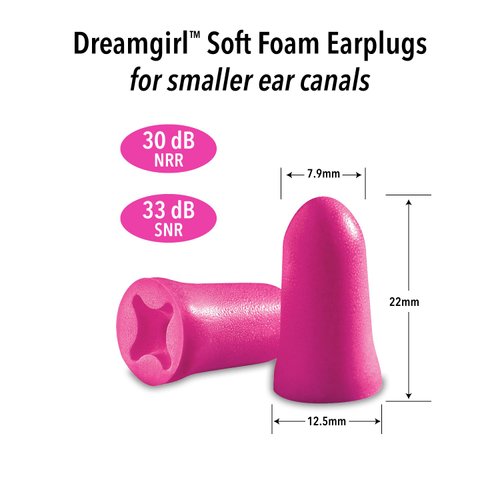 Mack's Dreamgirl Soft Foam Earplugs, 10 Pair, Pink - Small Ear Plugs for Sleeping, Snoring, Studying, Loud Events, Traveling & Concerts