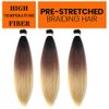 Pre Stretched Braiding Hair 26 Inch Ombre Brown Braiding Hair Extensions Hot Water Setting Crochet Box Braids Hair (26 Inch (Pack of 3), Black-Dark Brown-Brown)