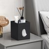 Cretkhp Tissue Box Cover, PU Leather Square Tissue Box Holder with Storage Tray for Bathroom Vanity Countertop Night Stands Bedroom Office Desk, Stylish Tissue Holder Decorative Organizer (Black)