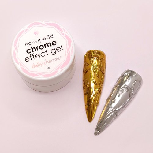 Daily Charme 3D Chrome Effect No-Wipe Gel Nail Polish, UV/LED, 5 grams, Clear Nail Gel For Chrome Nail Powder, Micro 3D Sculpting Gel for Nail Art at Home & Salon DIY