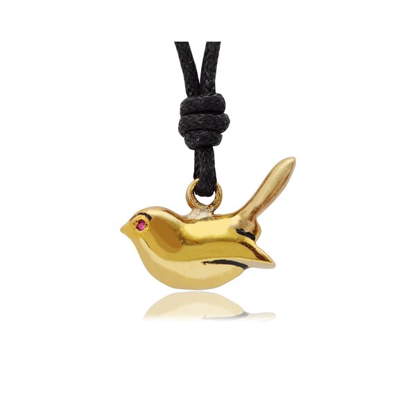 Bird Handmade Brass Gold Charm Necklace Pendant Jewelry