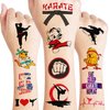 Karate Temporary Tattoos Olympic Taekwondo Japan Sports Black, Red, Yellow, White Themed Stickers for Kids Birthday Party Supplies, Decorations, Favors, and Prizes - Cute Gifts for Boys and Girls