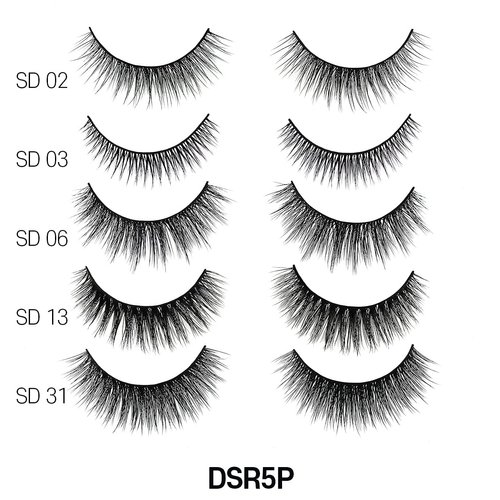 Laflare 5 Styles Silk Lashes 3D Faux Mink Eyelashes Multipack, Light, Natural Looking, Professional Easy to Apply Eyelashes in a Knitted Style 5 Pairs Mixed Value Pack (DSR5P)