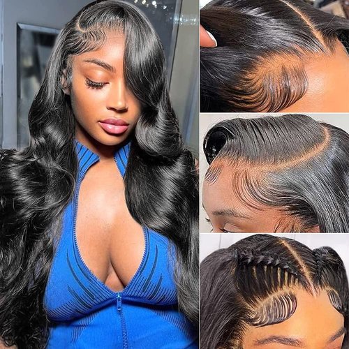 Larhali 210% Density 13x6 Lace Front Wig Human Hair Body Wave HD Transparent Lace Front Wigs Human Hair 24Inch Lace Frontal Wig for Black Women Glueless Wigs Human Hair Pre Plucked with Baby Hair