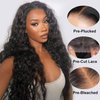 VIVIBABI Glueless Loose Deep Wave Lace Front Wigs Human Hair Pre Plucked Pre Cut 6x4 Lace Closure Wig 180% Density Wear and Go Loose Curly Wave Wig Human Hair Natural Color 20 Inch